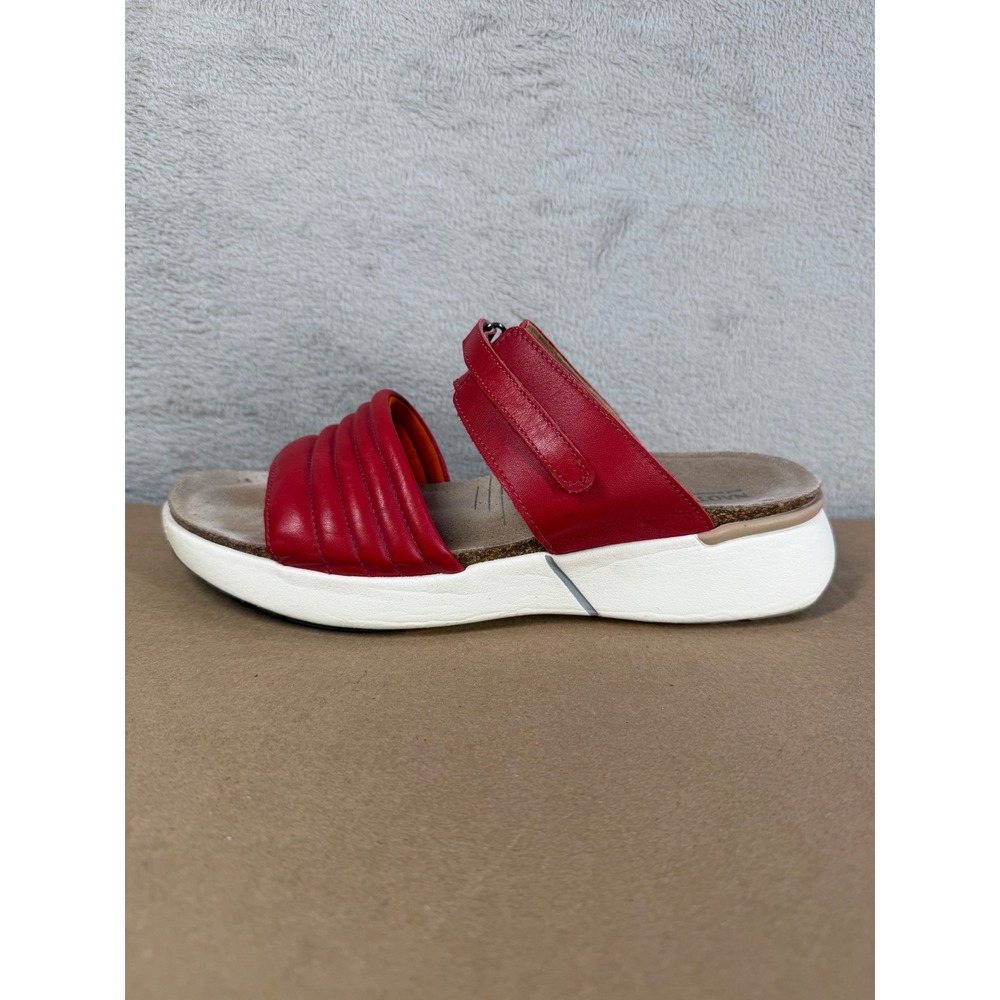 Naot Sandals Women 10 Red Leather Padded Slide Comfort Platform 41 1214-23-4